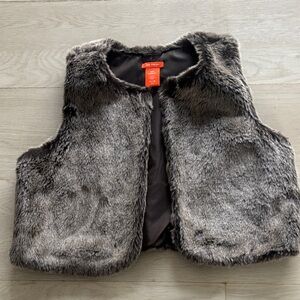 Joe Fresh Faux Fur Vest in Black and Gray